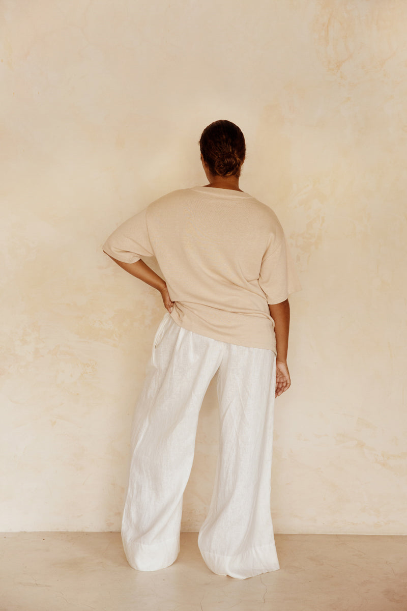 ESSENTIAL WAISTED PANT - OFF WHITE